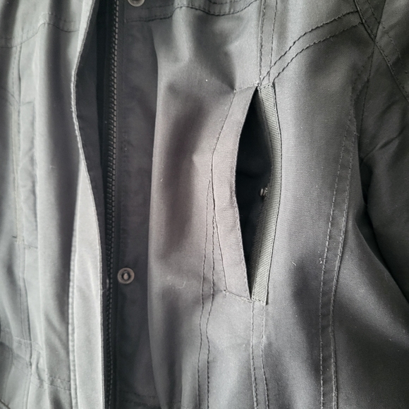 Point Zero black hooded cinched waist mid thigh zip up parka jacket Size S - Picture 8 of 12